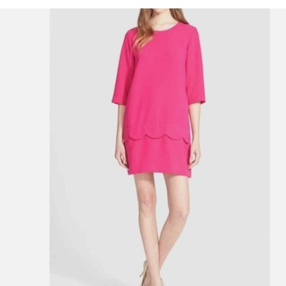 New - Kate Spade Vibrant Pink sweetheart Scallop demi shift Dress - Picture 1 of 11